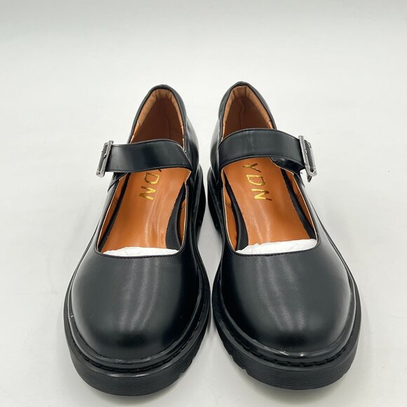 YDN Black Round Toe Mary Jane Platform Adjustable Single Ankle Strap Buckle Pump - Picture 3 of 8
